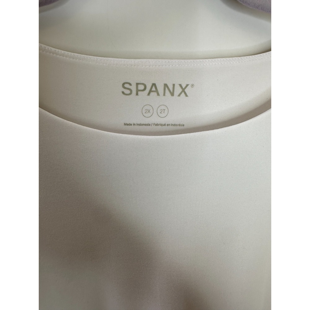 Spanx Short Sleeve Crew Neck Bodysuit White Plus Size 2X Stretch Shapewear Snaps - Picture 6 of 10